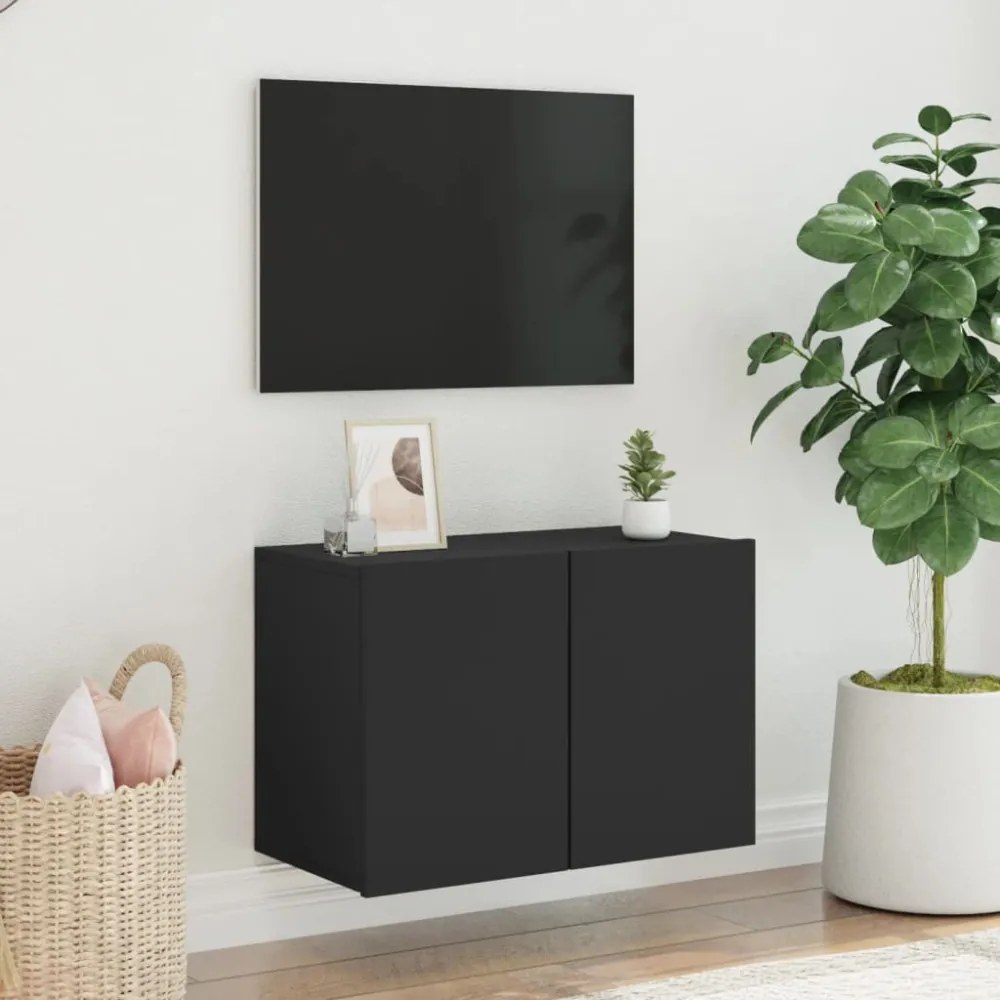 fekete falra szerelhető TV-szekrény 60 x 30 x 41 cm