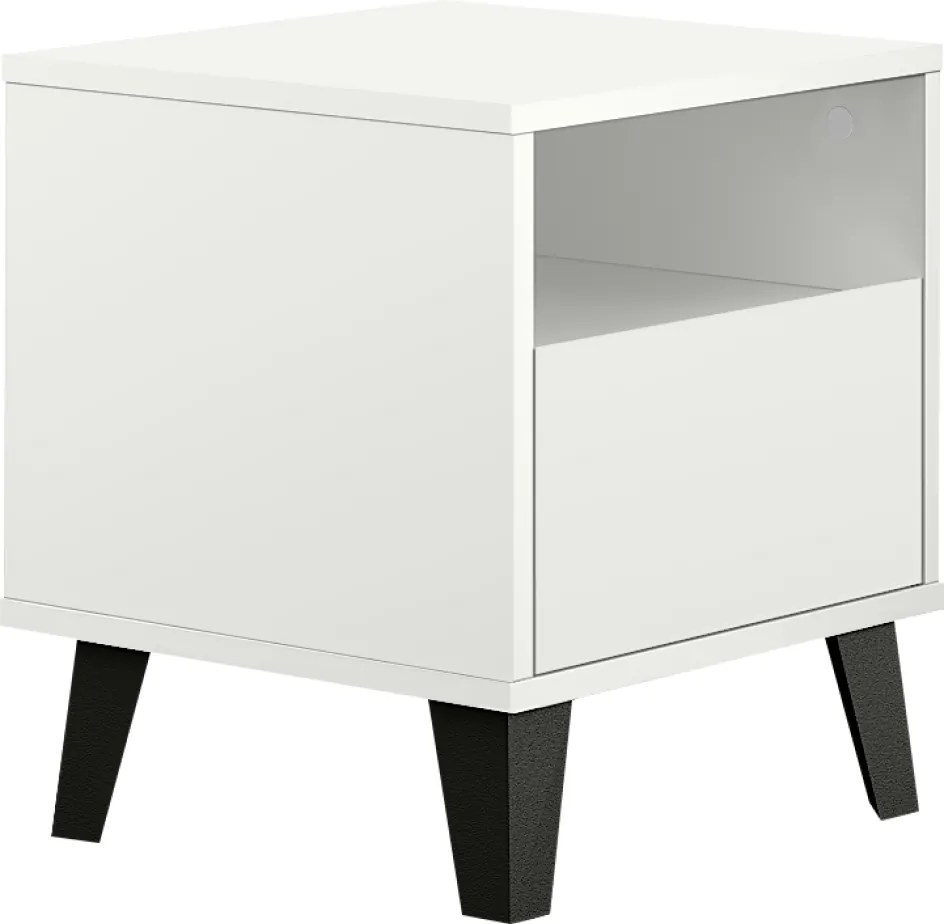 Éjjeliszekrény, fehér, BOGAN NEW 1S