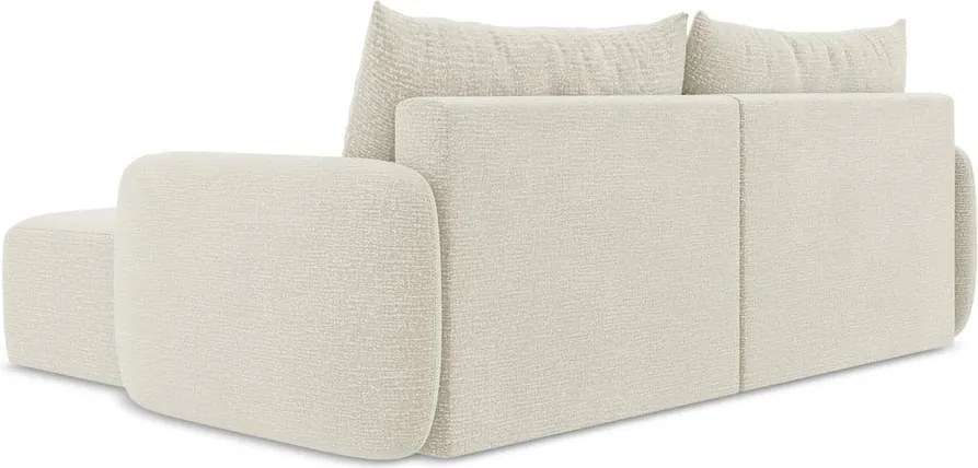 Krémszínű kinyitható-tárolóhelyes sarokkanapé (jobb oldali) Kalena – Makamii