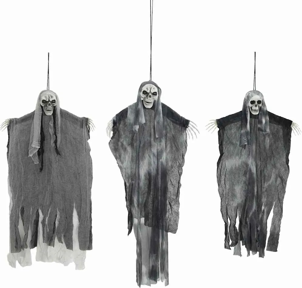 vidaXL Halloween Függő Szellem 3 pcs Fekete 66 x 110 cm Poliészter