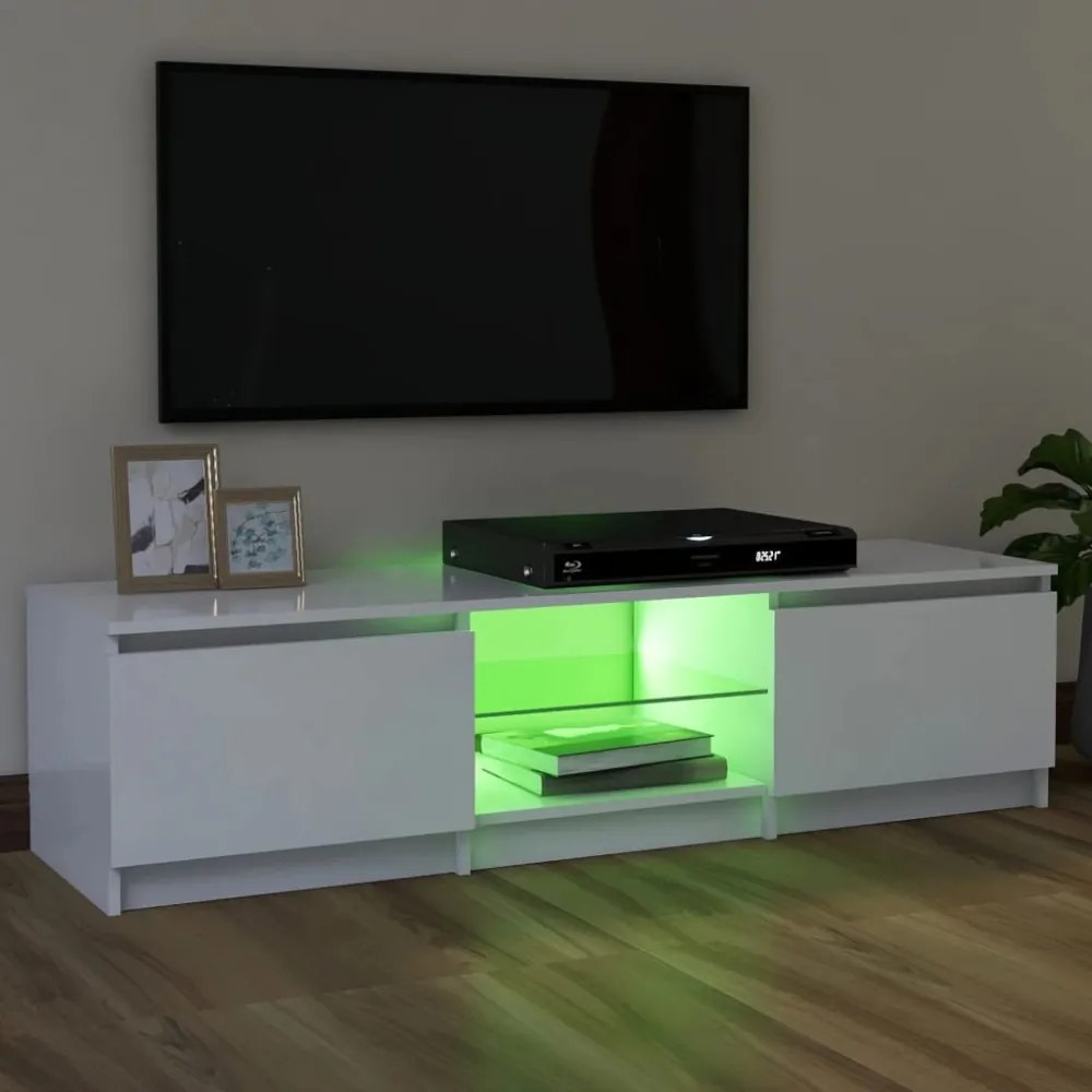 fehér TV-szekrény LED lámpákkal 120 x 30 x 35,5 cm