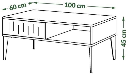 RONJA dohányzóasztal fiókkal, taupe/fekete színben