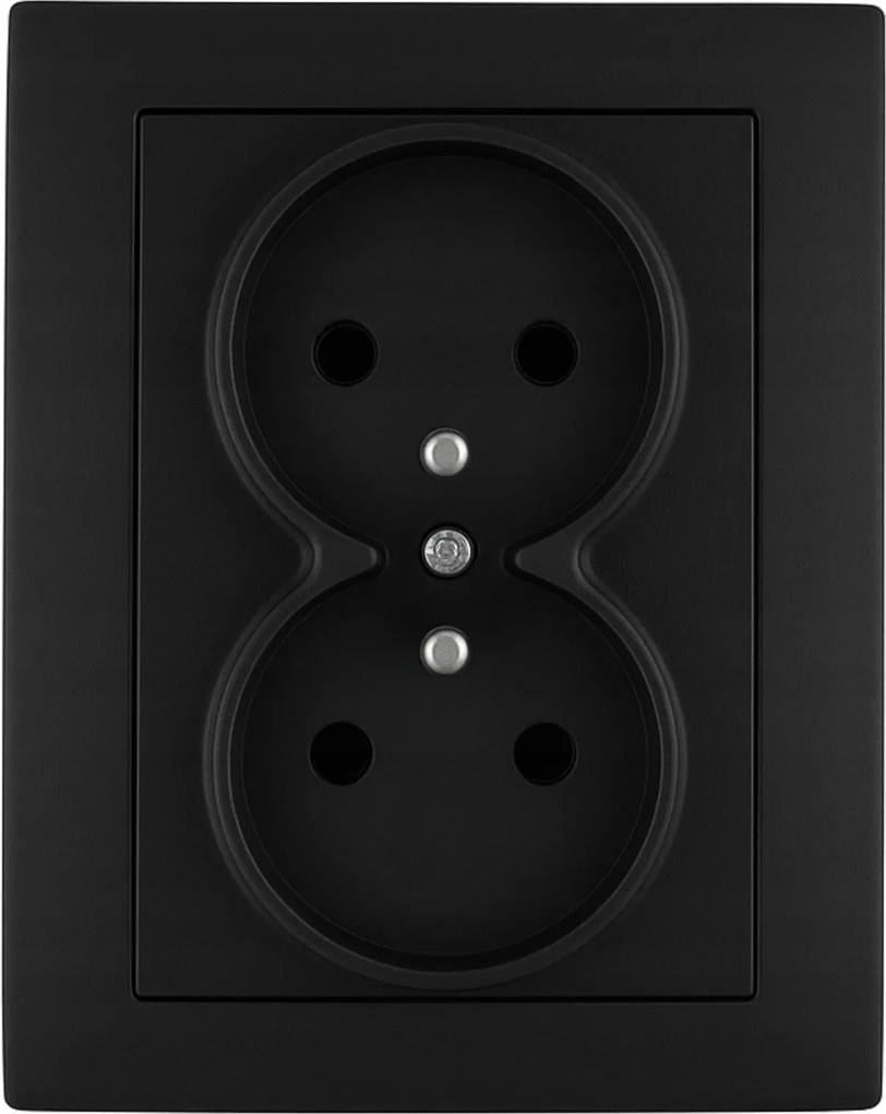 Dupla VCX elektromos aljzat fekete 2x2P+Z IP20 földeléssel