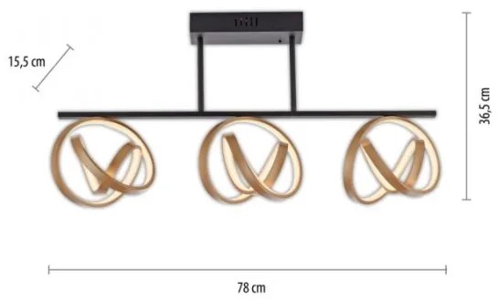 JUST LIGHT. 6245-18 - LED Felületre szerelhető csillár LOOP 3xLED/11W/230V 2700-5000K + távirányító