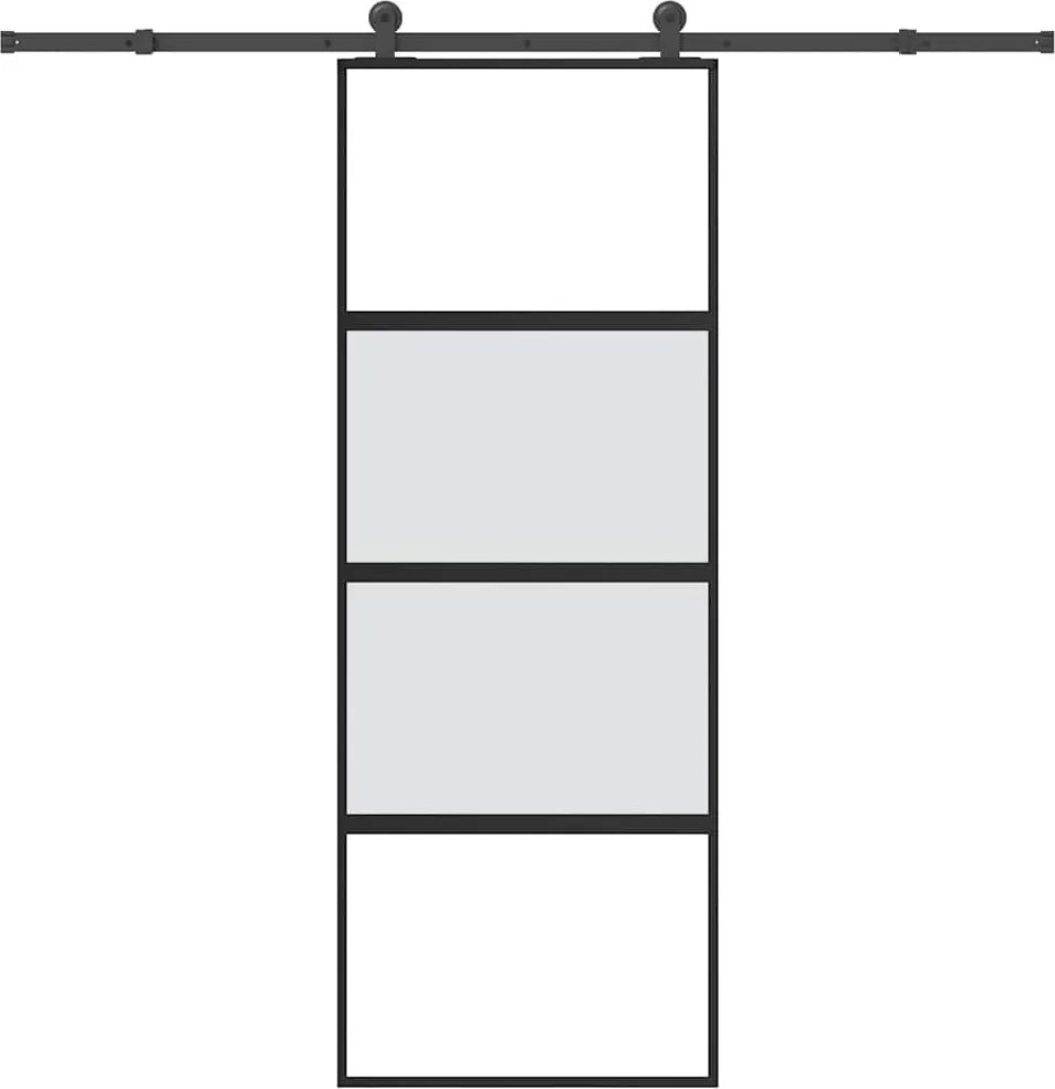 vidaXL tolóajtó vasalatokkal 76x205 cm edzett üveg&Alumínium