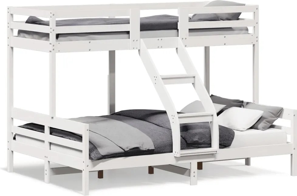 vidaXL fehér tömör fenyőfa emeletes ágy 80 x 200/140 x 200 cm