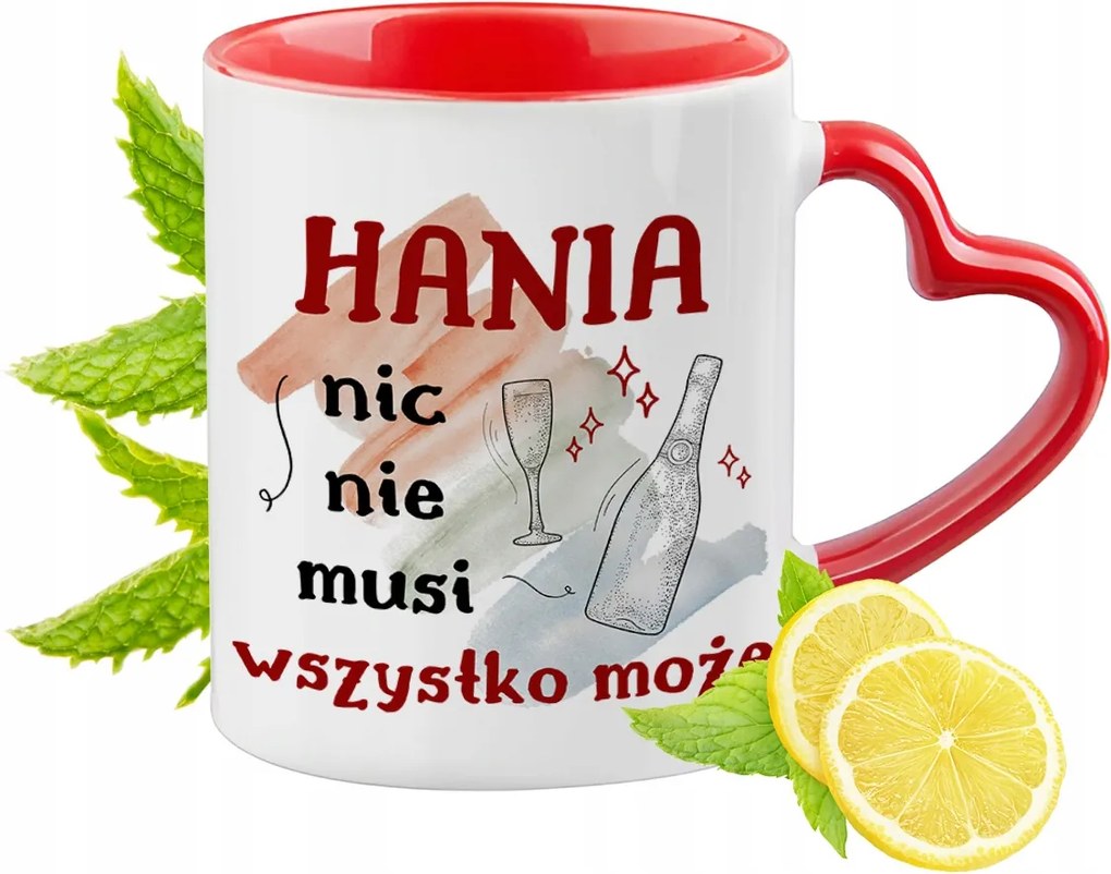 Hani Piros Bögre Szív Alakú Füllel Ajándék Nyomtatott