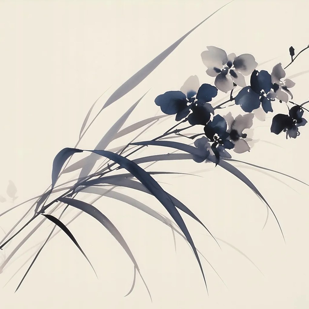 Poszter 80x80cm Orchidea szépiában