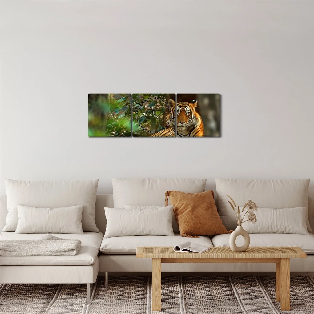 Pihenő tigris képe (órával) (90x30 cm)