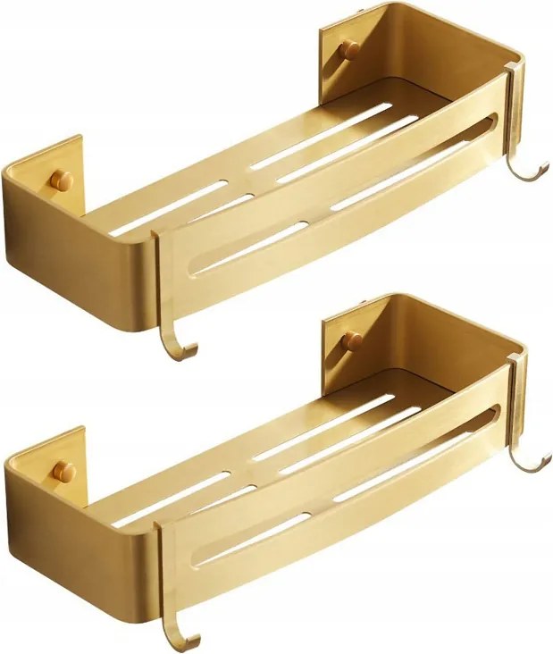 Fürdőszoba polc fúrás nélkül ragasztóval 2db arany