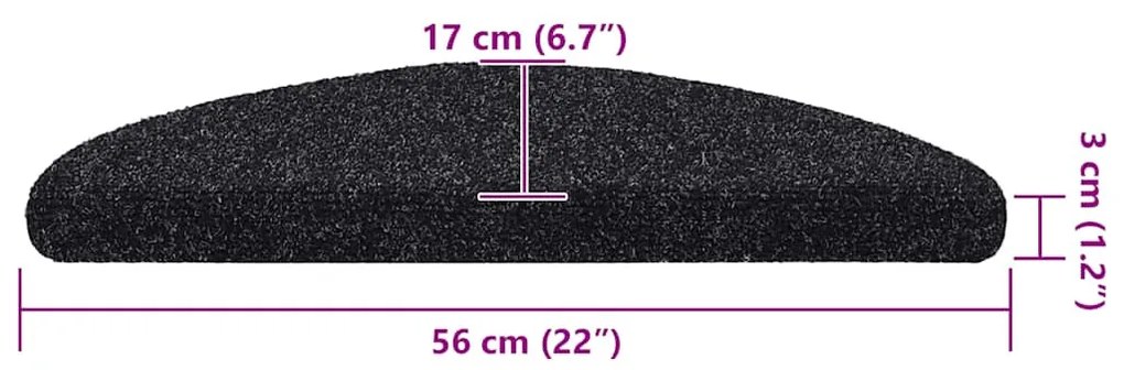 10 db öntapadós lépcsőszőnyeg 56 x 17 x 3 cm fekete félkör alakú