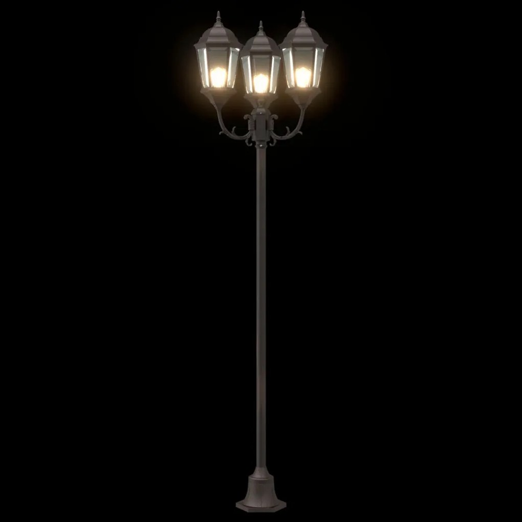 Kerti Lámpaoszlop 3-Lámpás E27 Bronz 220 cm Alumínium