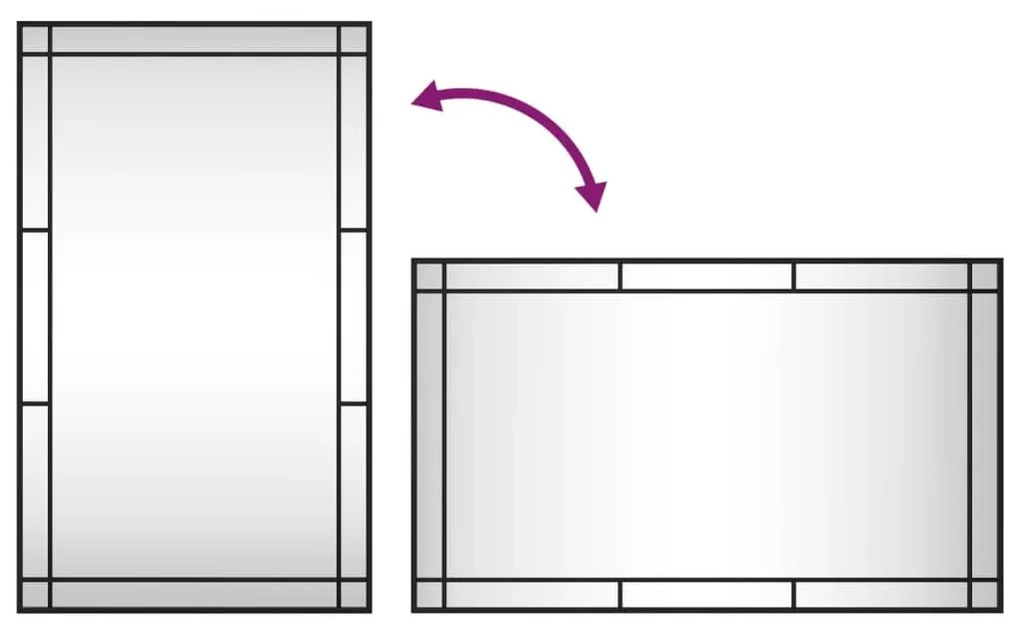 fekete téglalap alakú vas fali tükör 60 x 100 cm