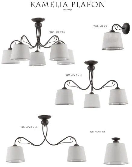 Jupiter 1366 - KM 5 PV - Mennyezeti lámpa KAMELIA 5xE27/60W/230V