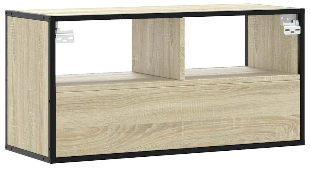 sonoma tölgy színű szerelt fa és fém TV-szekrény 80x31x39,5 cm