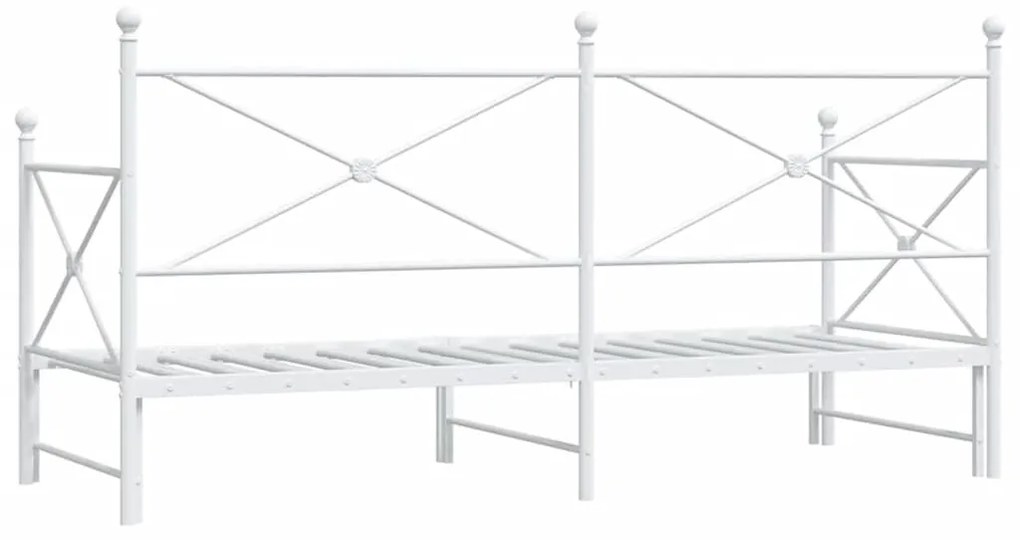 Daybed with Trundle without Mattress White 90x200 cm acél