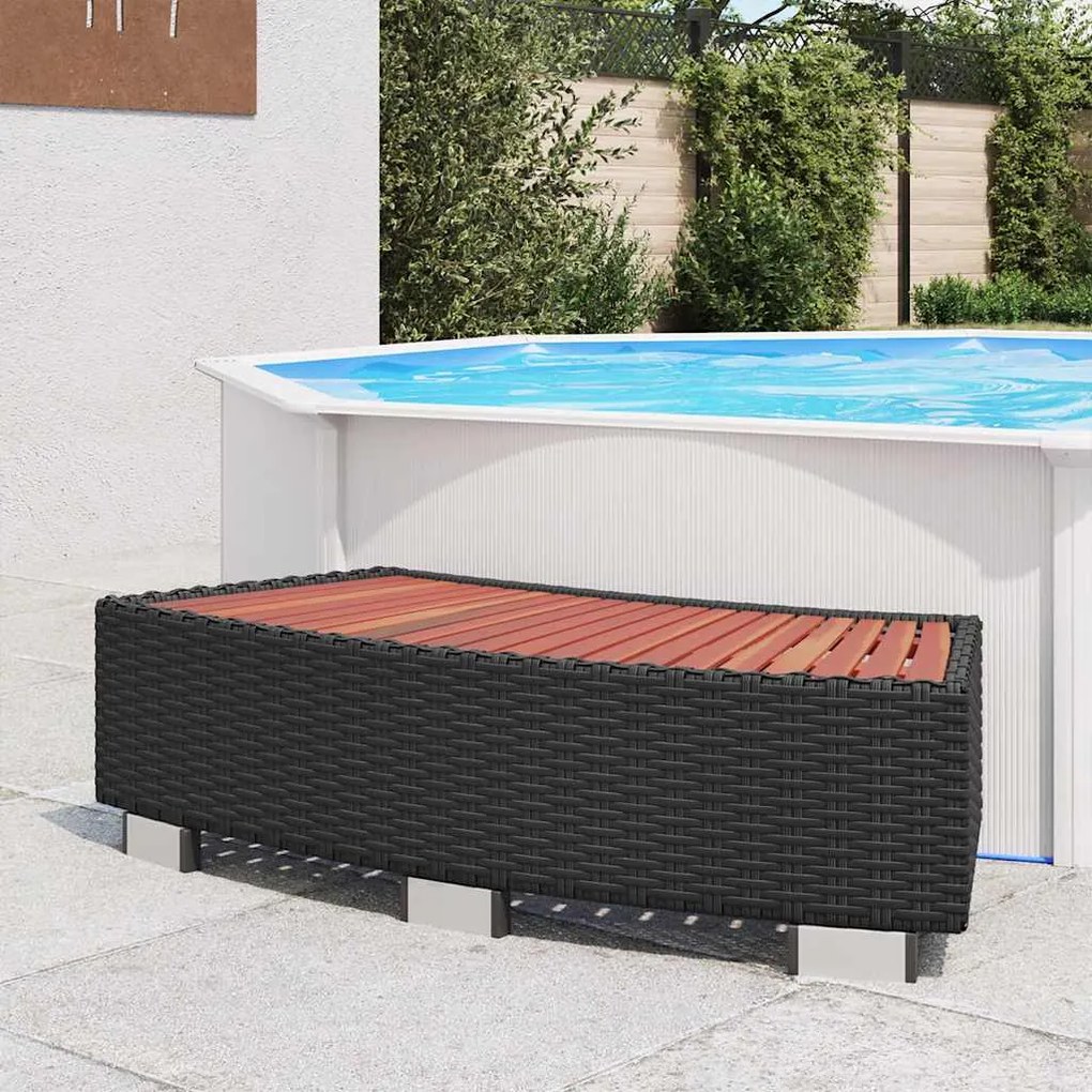 vidaXL Polyrattan, fekete Spa fellépő 92x45x25 cm
