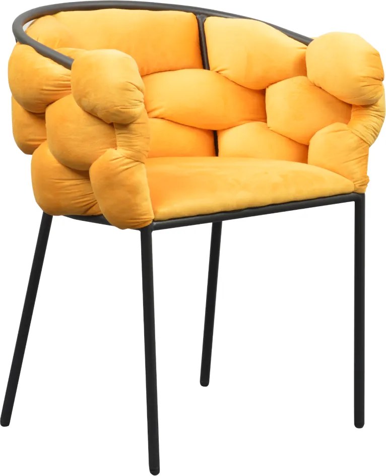 Étkezőszék, sárga Velvet szövet/fekete, DOROTA