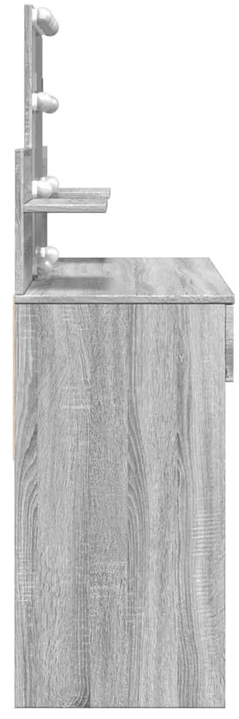 szürke sonoma színű fésülködőasztal LED-del 100 x 40 x 130 cm