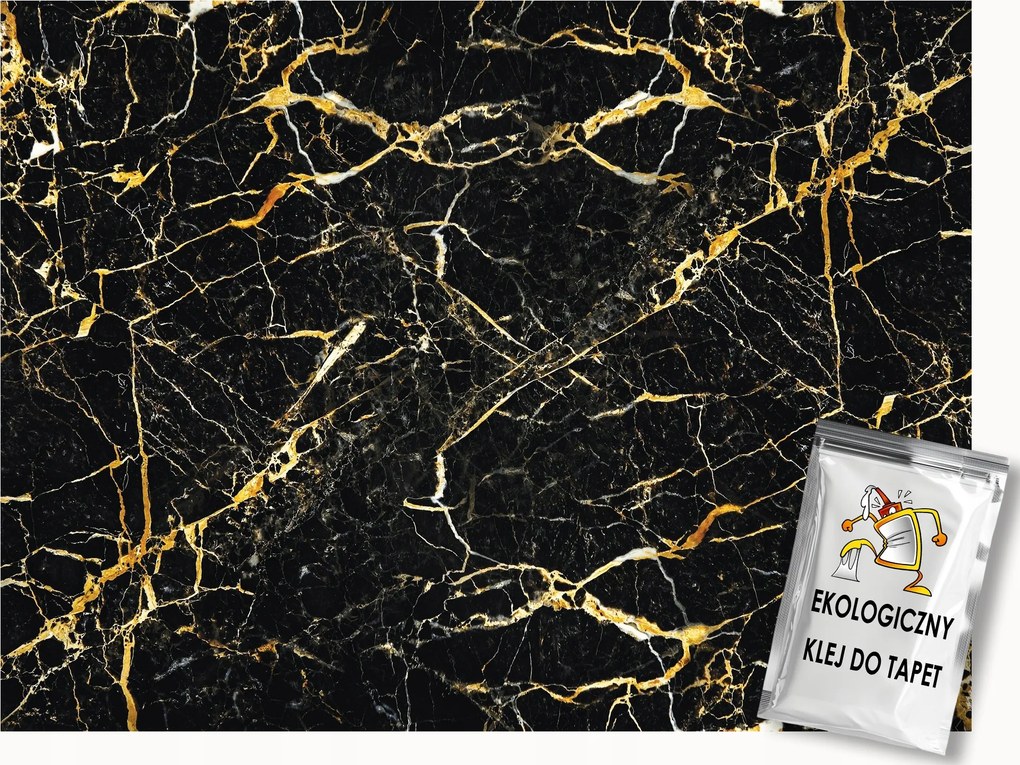 Fotótapéta Flizelina Kő Márvány Fekete Arany Luxus Glamour 150x105 ragasztó