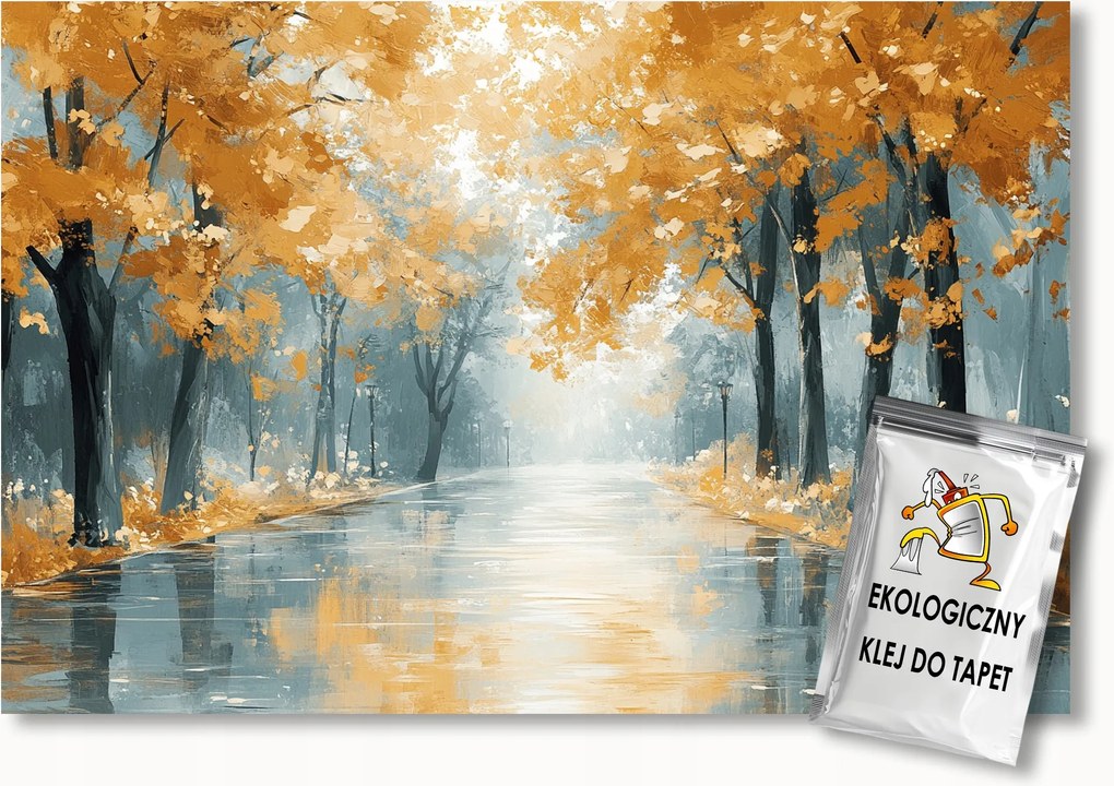Fotótapéta Flizelina Tájkép Utca Sikátor Fák Ősz Eső 200x140 ragasztó