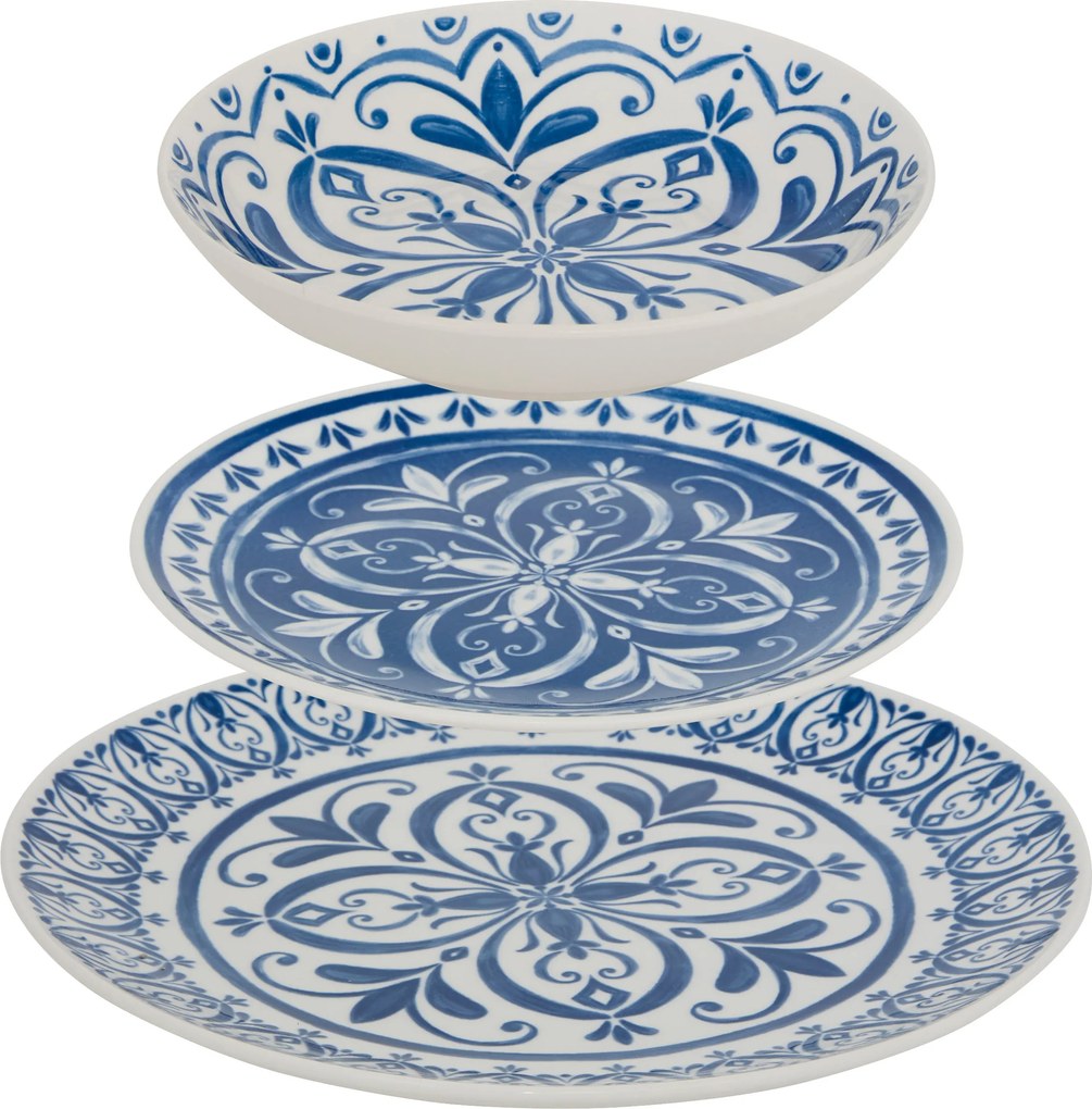 Porcelán Étkészlet 4 Személyes 12 Tányér 26,5 20 19 CM Átmérő