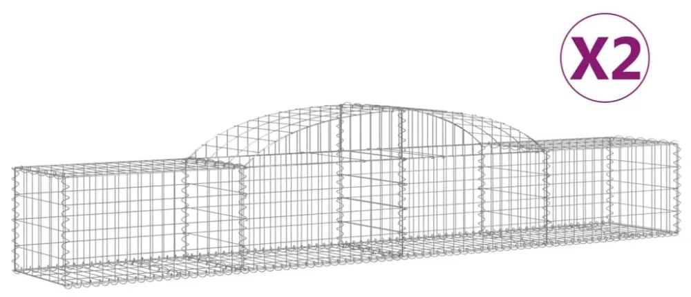 2 db íves horganyzott vas gabion kosár 300x50x40/60 cm