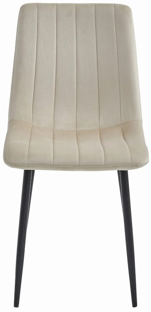 Bézs étkezőszék LAVA bársony fekete lábakkal