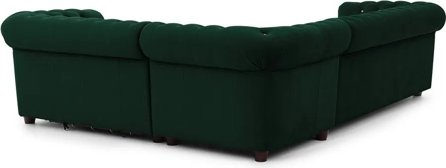 Zöld bársony kinyitható sarokkanapé (jobb oldali-L alakú) York Blik – Ropez