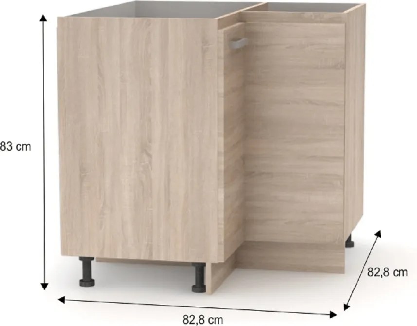 Alsó sarokszekrény, tölgy sonoma, univerzális, NOVA PLUS NOPL-061-RS