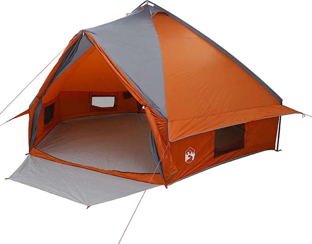 vidaXL Teepee sátor 10 fős Szürke és narancs 490 x 410 x 210 cm