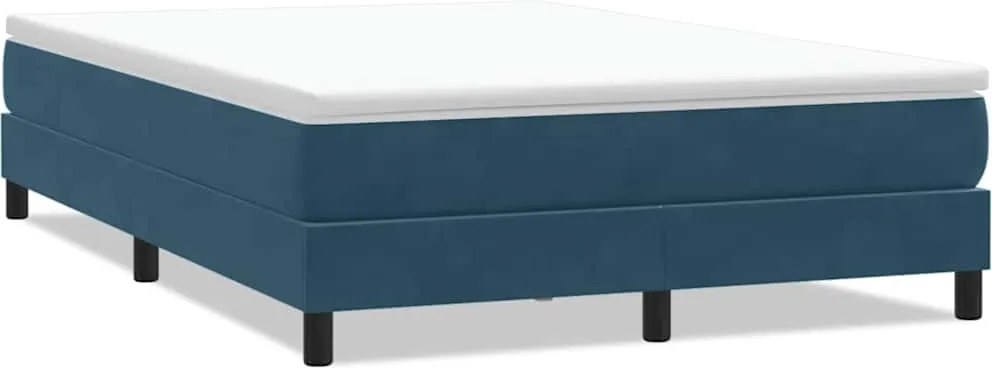 vidaXL sötétkék bársony rugós ágy matrac nélkül 140x210 cm