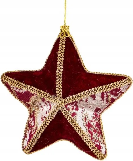 Bársony csillag medál bordó pezsgő karácsonyi dekoráció 23cm