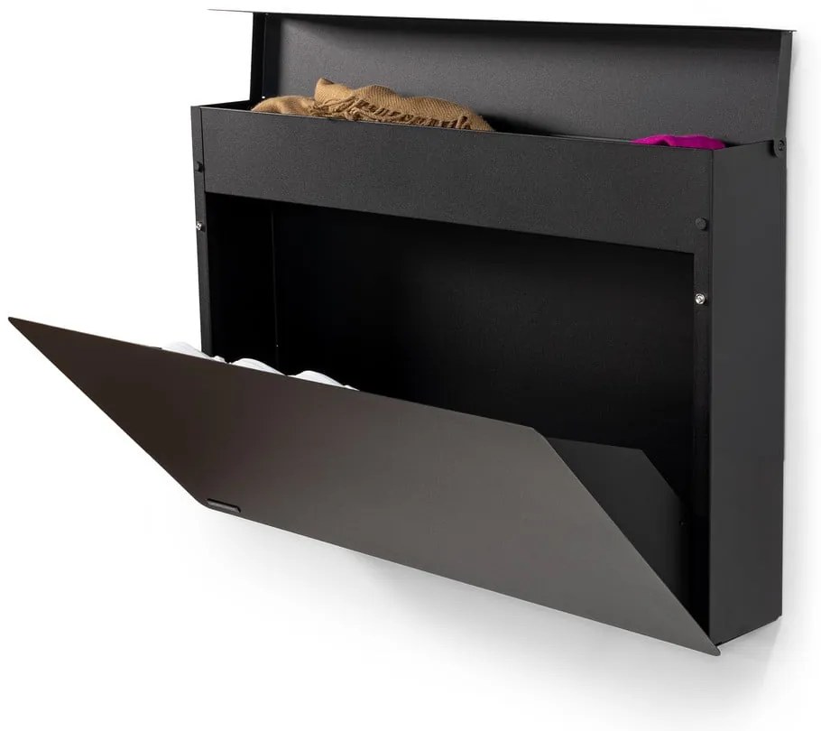 Fekete fém billenő ajtós-függő cipőtartó 78x48x13 cm Luigi – Spinder Design