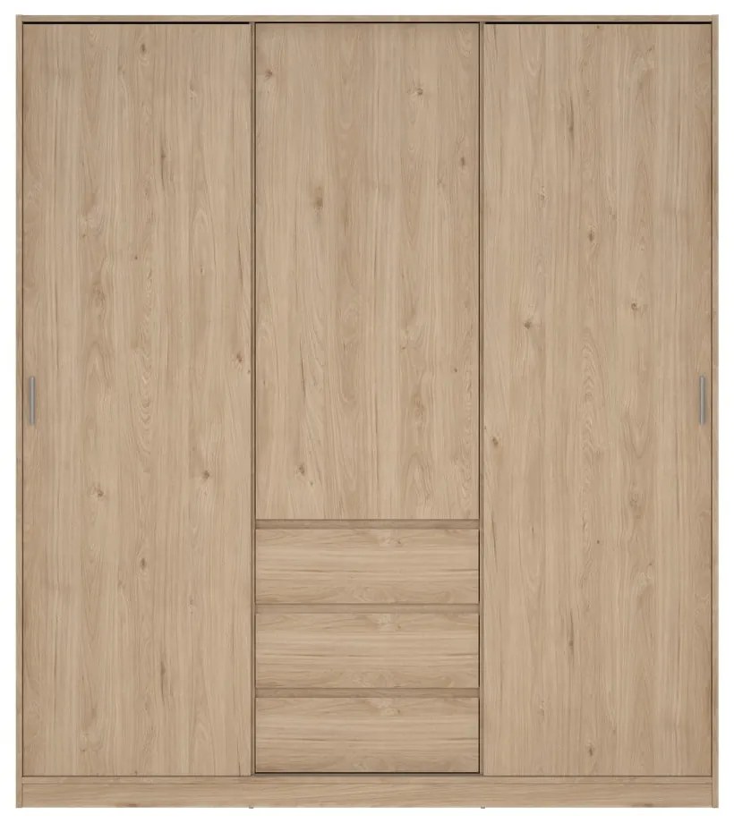 Natúr színű ruhásszekrény tolóajtóval tölgyfa dekorral 177x200x60 cm Naia – Tvilum