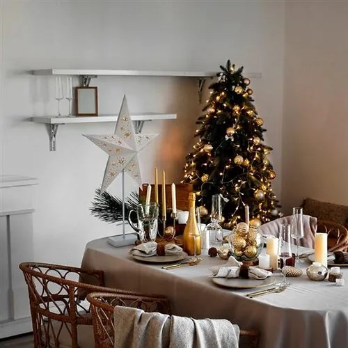 Solight LED karácsonyi csillag állvánnyal, fehér, 45 cm, 10x LED, 2x AA