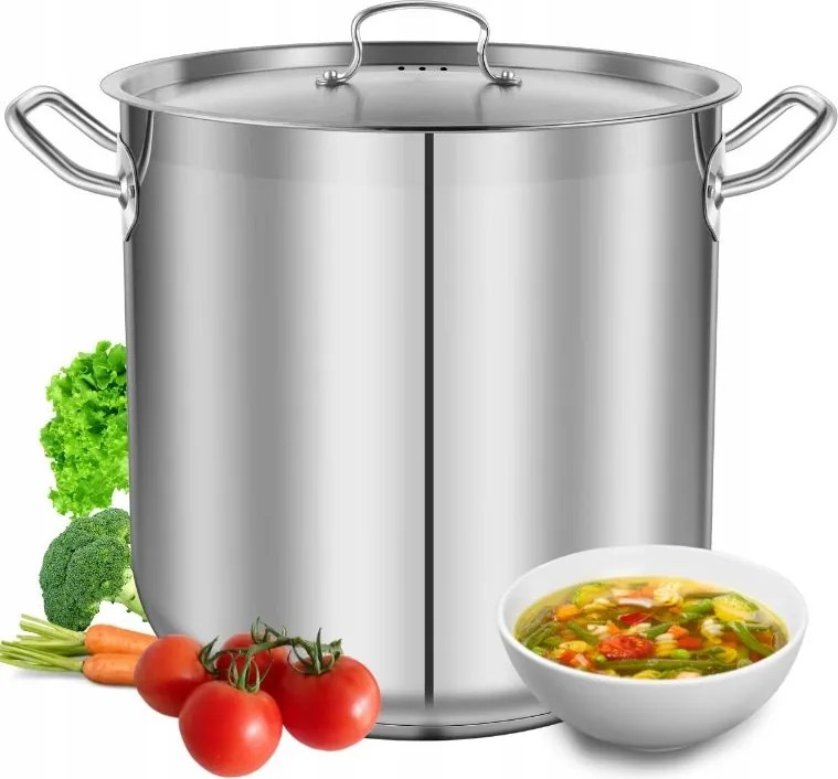 Nagy Méretű, Erősített Acél Edény Fedővel, 40 Literes Nutrichef