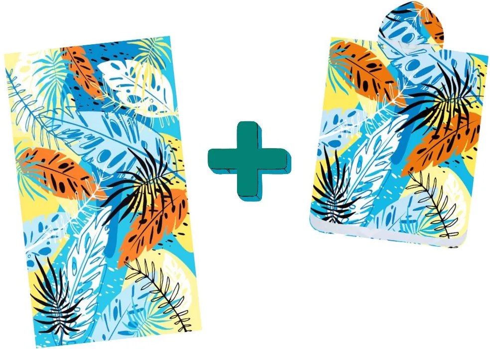 Poncsó törölköző SUMMER FRESH kék-sárga 80×145 cm