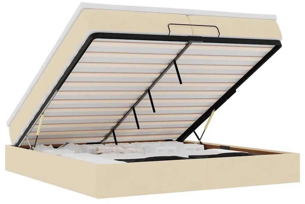 oszmán ágykeret matracokkal krém 200x200cm szövet