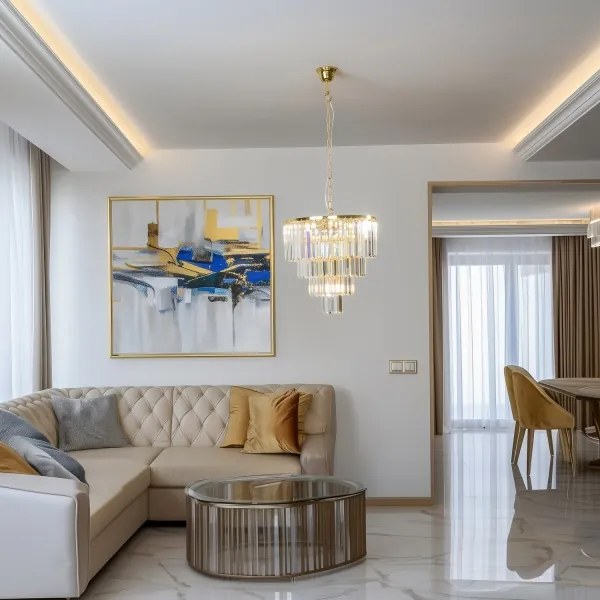 Brilagi - LED Kristály csillár láncon MOZART 5xE14/40W/230V arany