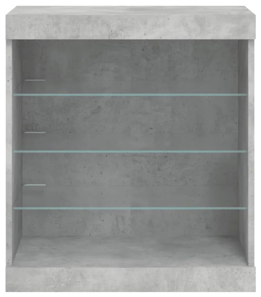 betonszürke tálalószekrény LED-világítással 60,5 x 37 x 67 cm