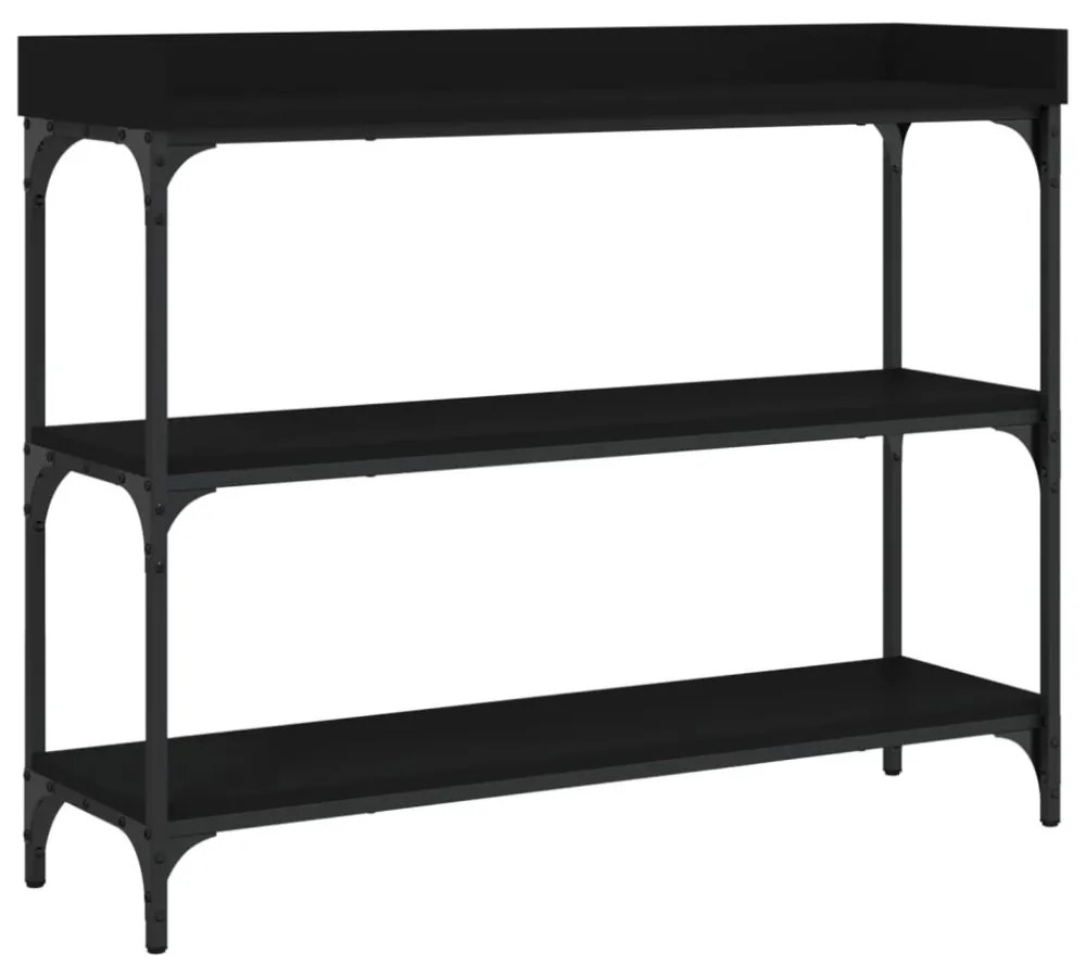 fekete tálalóasztal polcokkal 100 x 30 x 80 cm