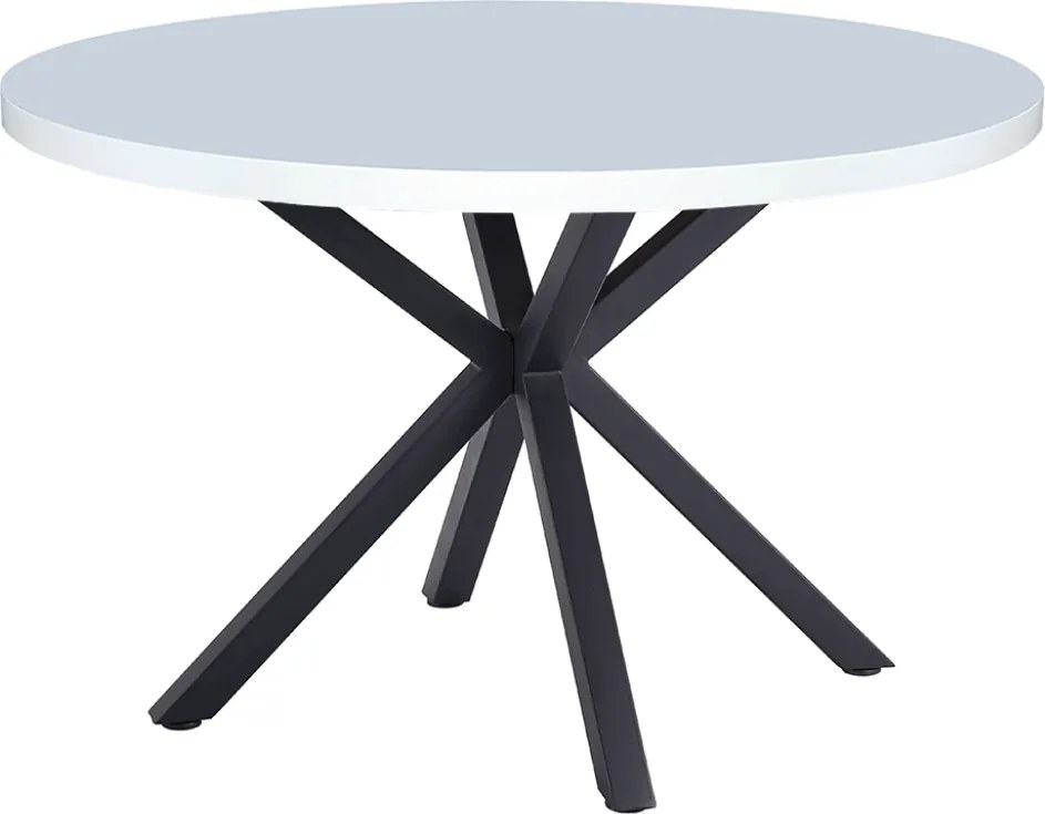 Étkezőasztal, fehér matt/fekete, átmérő 120 cm, MEDOR