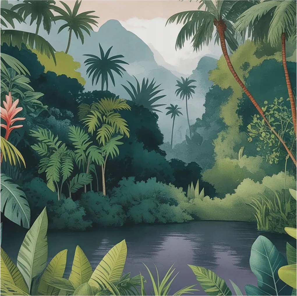 Flizelin tapéta Divatos 3D fali egzotikus táj 250x250 ragasztóval