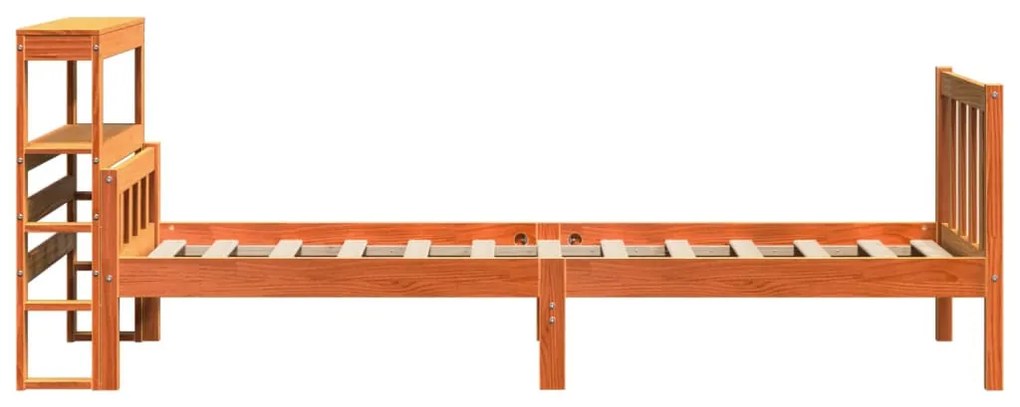 viaszbarna tömör fenyőfa ágykeret fejtámlával 75 x 190 cm