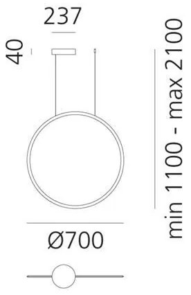 Artemide 1992030APP - LED Dimmelhető csillár zsinóron DISCOVERY LED/40W/230V 3000K fekete