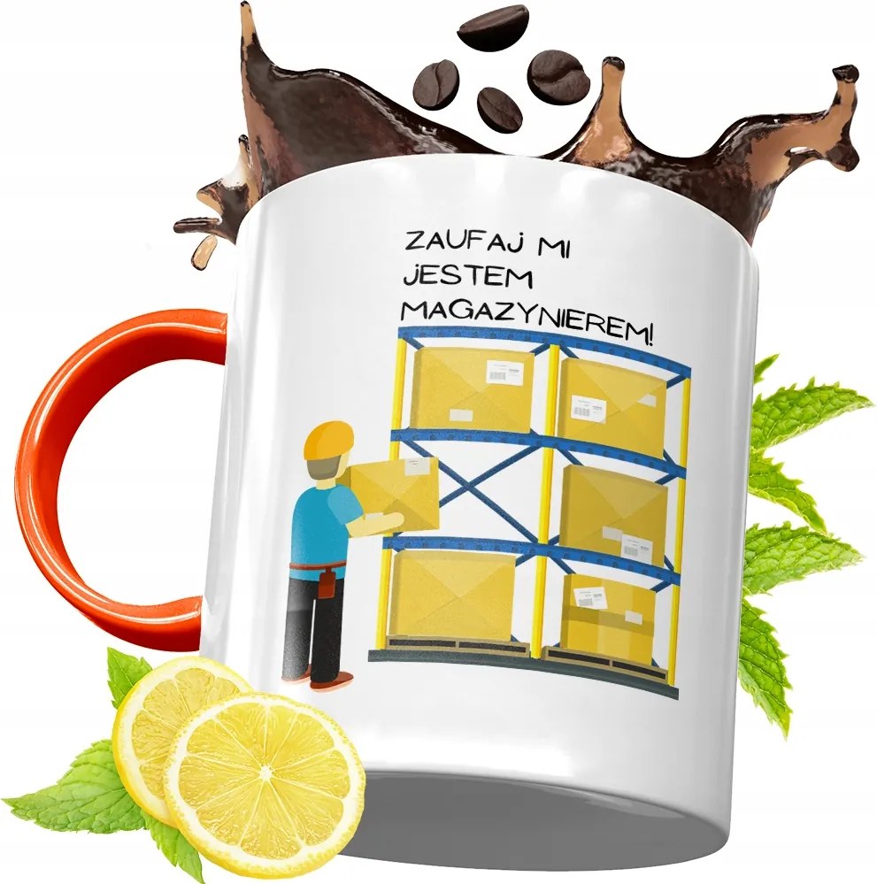 Narancssárga Bögre Raktárosnak Ajándék fényképes nyomattal