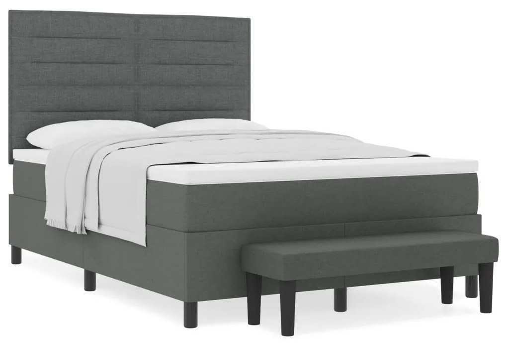 Box Spring Ágy Matrac és Pad Sötétszürke 160x200 cm Szövet