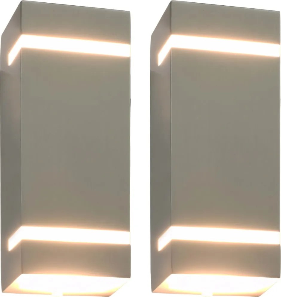 vidaXL 2 db ezüstszínű négyszögű kültéri fali lámpa 35 W