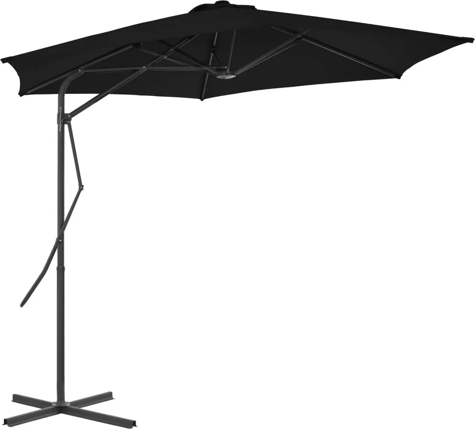 vidaXL fekete kültéri napernyő acélrúddal 300 x 230 cm